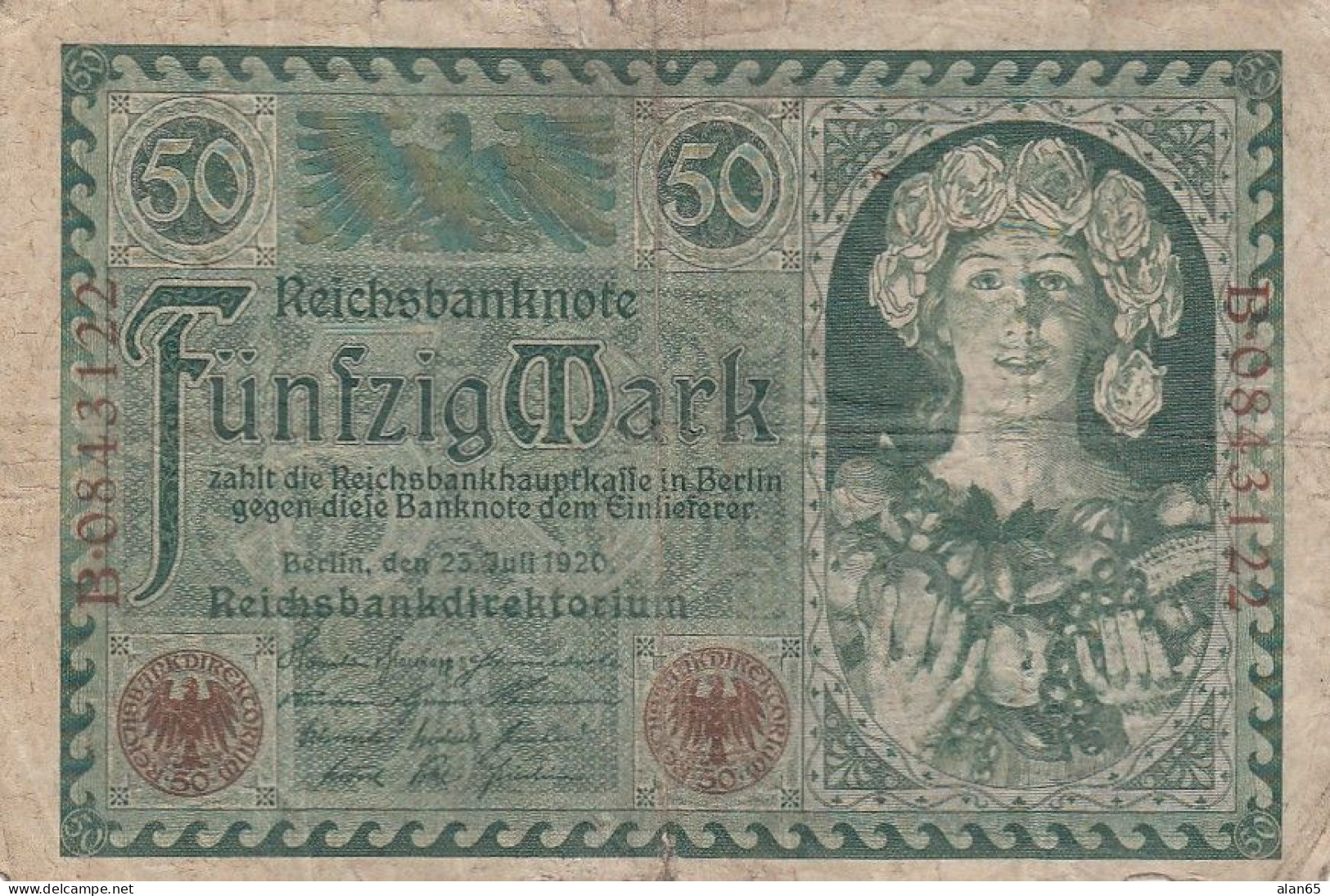 Germany #68, 50 Mark 1920 Banknote - 50 Mark