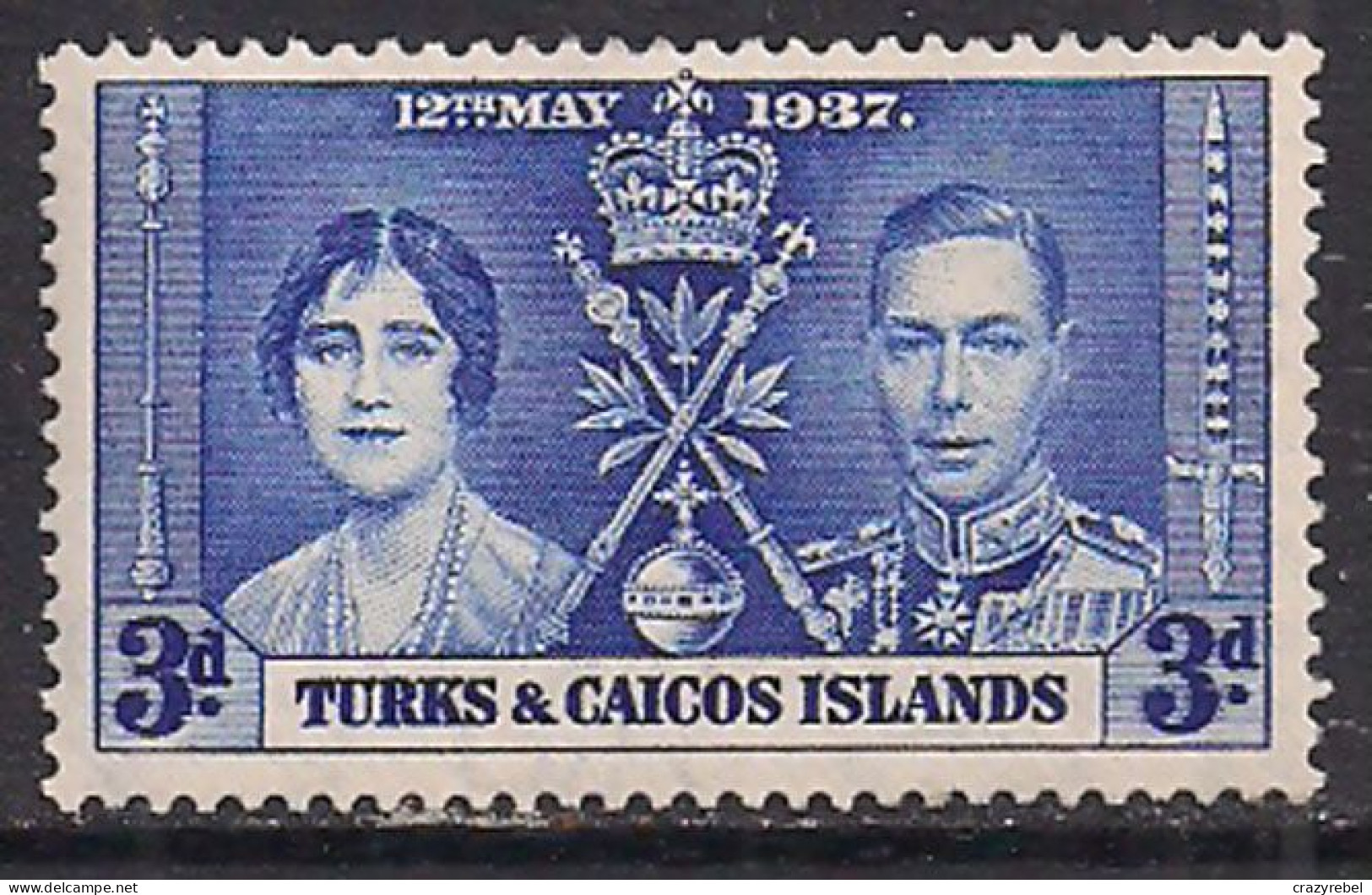 Turks & Caicos 1937 KGV1 3d Coronation MH SG 193 ( L696 ) - Turks & Caicos (I. Turques Et Caïques)