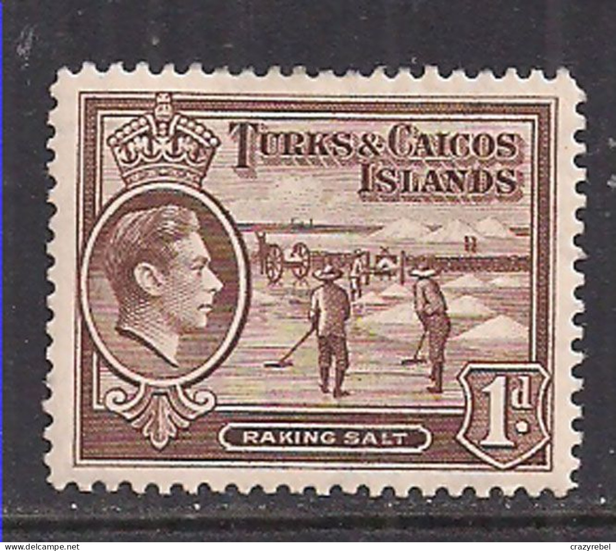 Turks & Caicos 1938-46 KGV1 1d Brown MH SG 196 ( F698 ) - Turks & Caicos (I. Turques Et Caïques)