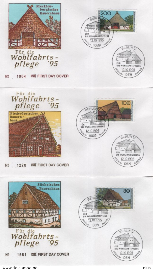 Germany Deutschland 1995 FDC X5 Fur Die Wohlfahrtspflege, Bauernhaus Bauernhause Farmhouse Farmhouses, Berlin - 1991-2000