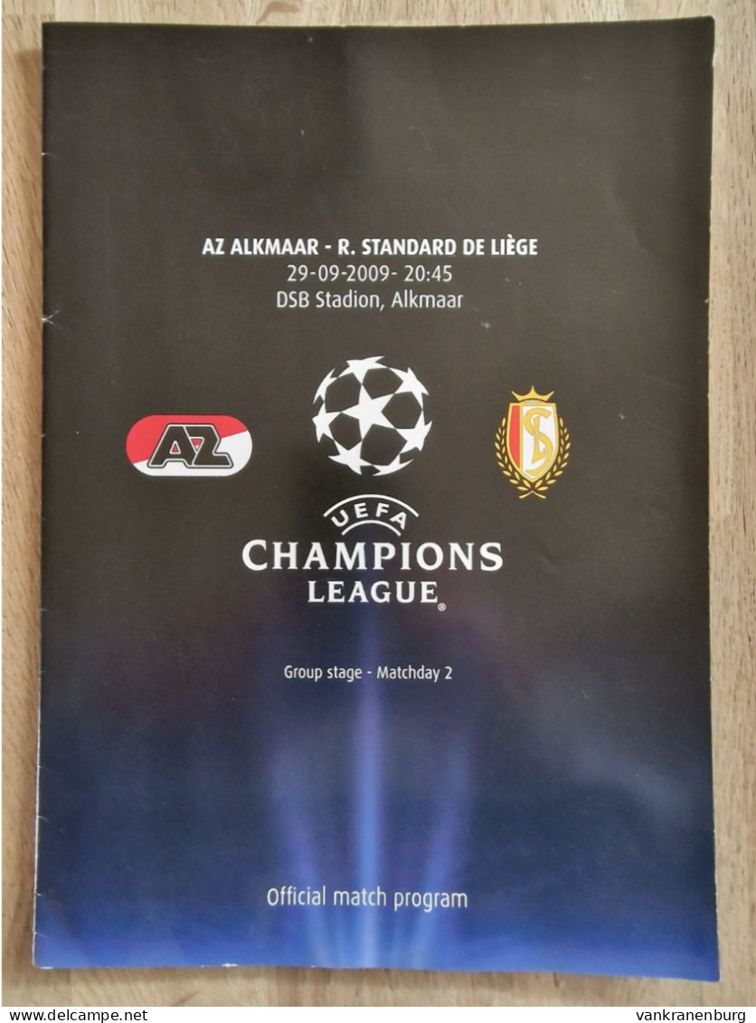 Programme AZ Alkmaar - Standard De Liege - 29.09.09 - UEFA Champions League - Football Soccer Fussball Calcio Programm - Boeken