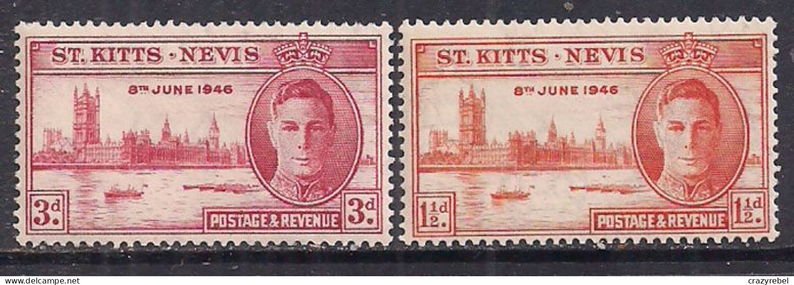 St Kitts - Nevis 1946 KGV1 Set Victory SG 78 / 9 Umm ( F417 ) - St.Christopher-Nevis & Anguilla (...-1980)