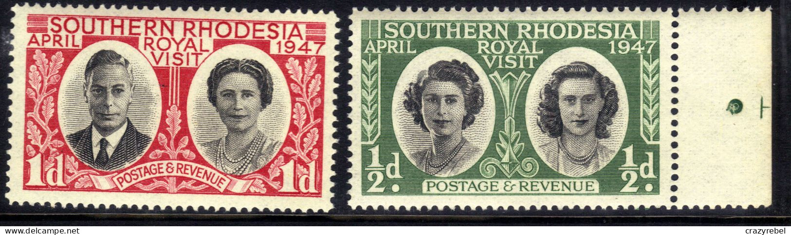 Southern Rhodesia KGV1 1947 Set Royal Visit Umm SG 62 /3 ( G1150 ) - Zuid-Rhodesië (...-1964)