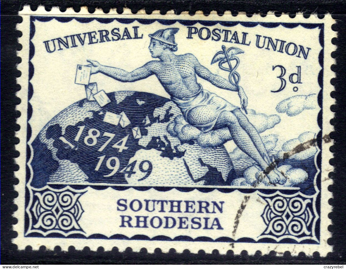 Southern Rhodesia 1949 KGV1 3d Blue75th Anniv UPU Used SG 69 ( J649 ) - Rhodésie Du Sud (...-1964)