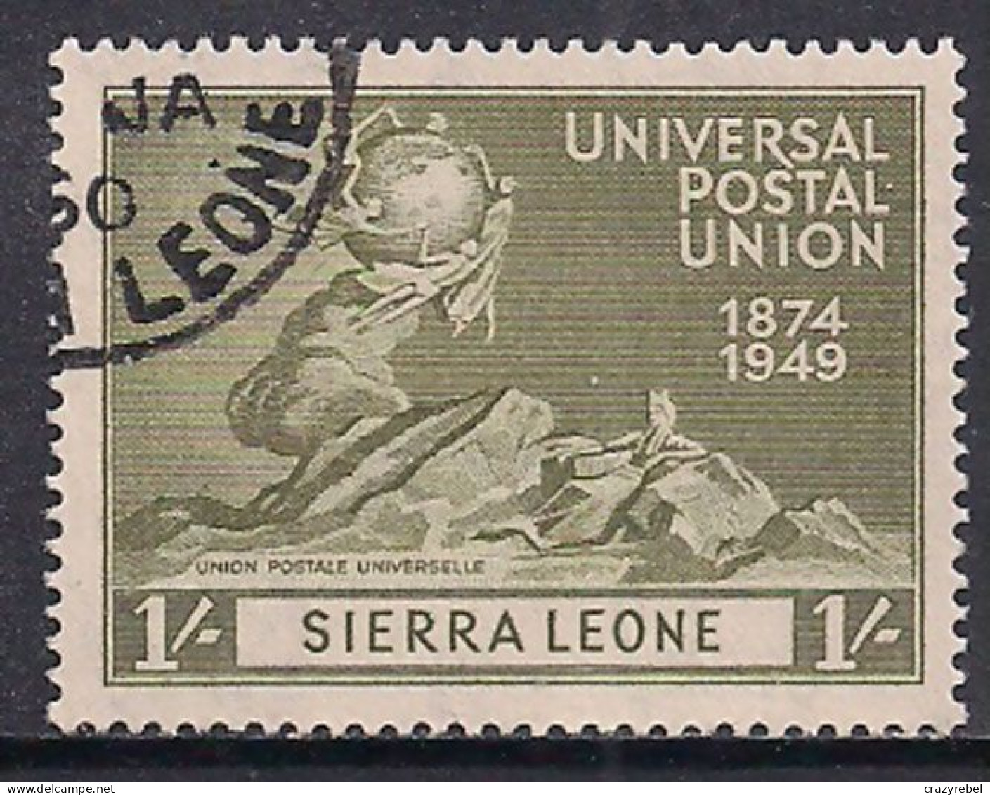 Sierra Leone 1949 KGV1 1/-d Olive 75th UPU Used SG 208 ( F100 )  - Sierra Leona (...-1960)