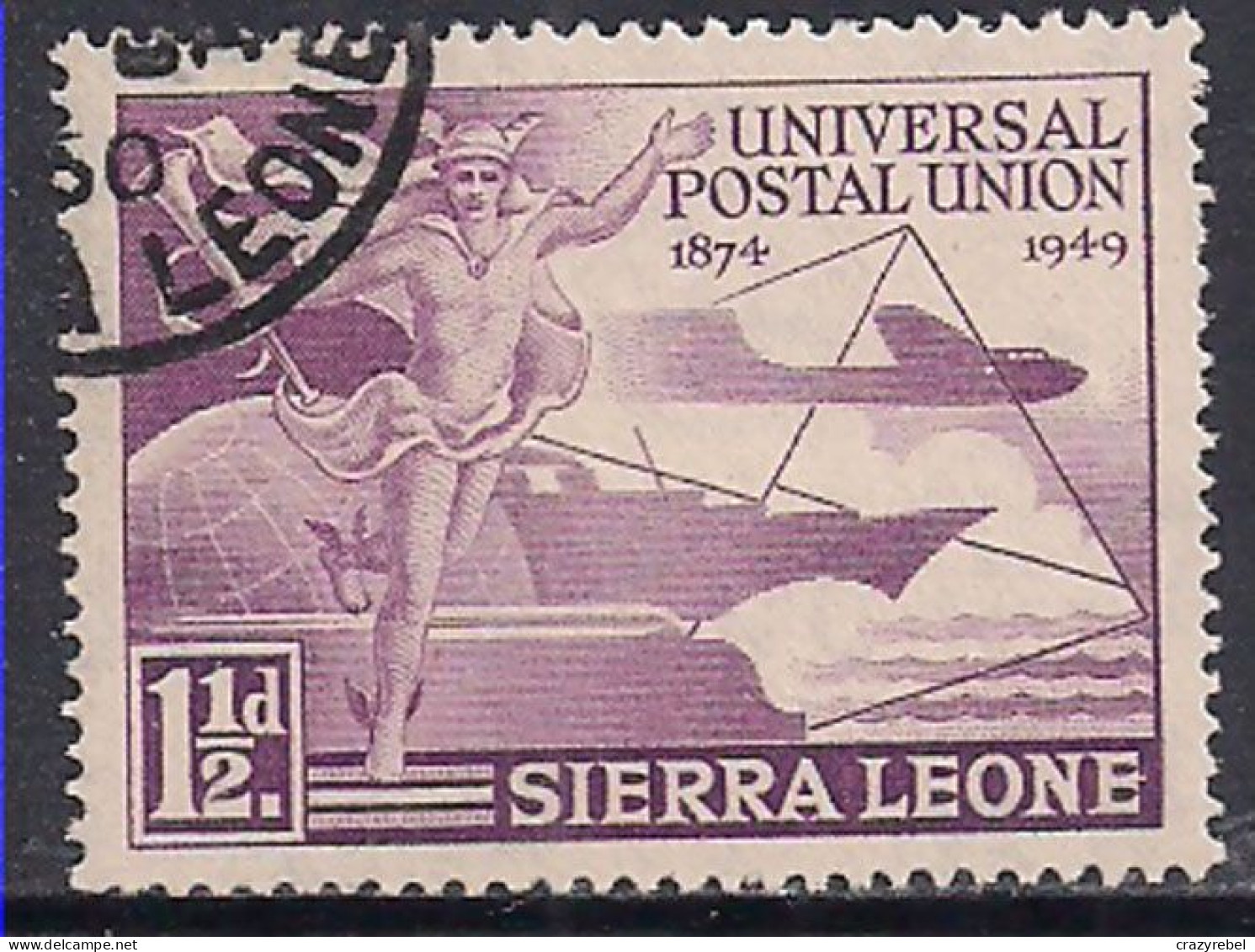 Sierra Leone 1949 KGV1 1 1/2-d Purple 75th UPU Used SG 205 ( F276 )  - Sierra Leone (...-1960)