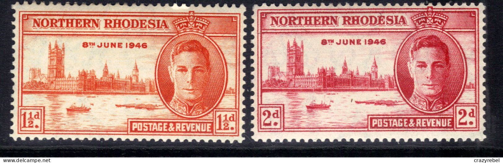 Northern Rhodesia 1946 KGV1 Set Victory SG 246 / 7 MM ( J781 ) - Rhodésie Du Nord (...-1963)