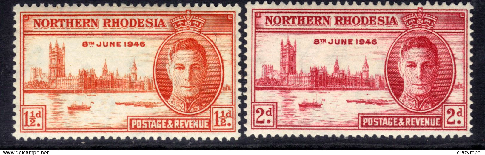 Northern Rhodesia 1946 KGV1 Set Victory SG 246 / 7 MM ( J777 ) - Northern Rhodesia (...-1963)