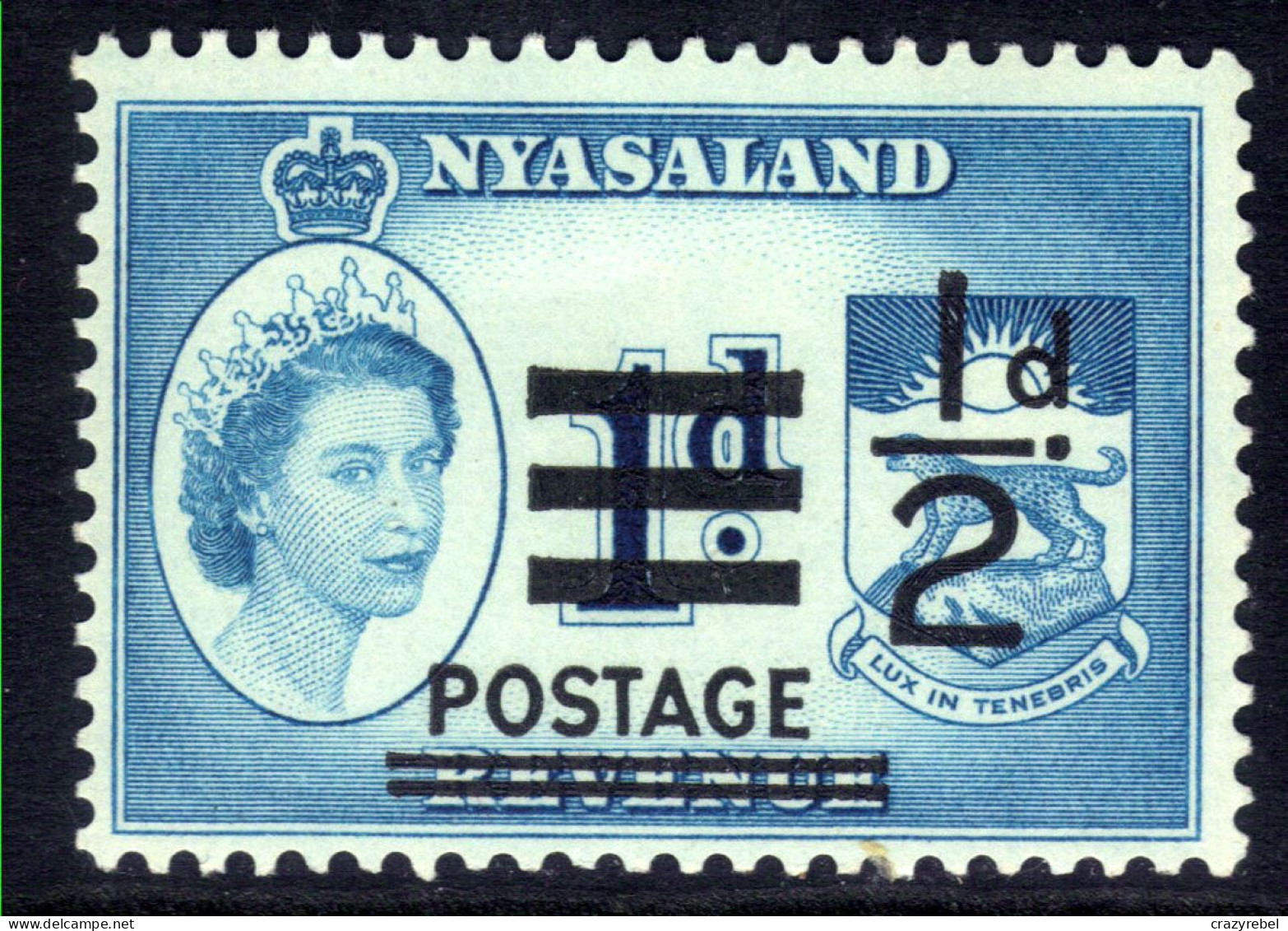 Nyasaland 1963 QE2 1/2d Ovpt On 1d Green Blue Umm SG 188 ( J17 ) - Nyassaland (1907-1953)