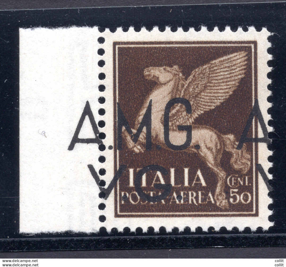 AMG. VG. - Posta Aerea Cent. 50 Soprastampa Spostata "M.G. A." - Mint/hinged