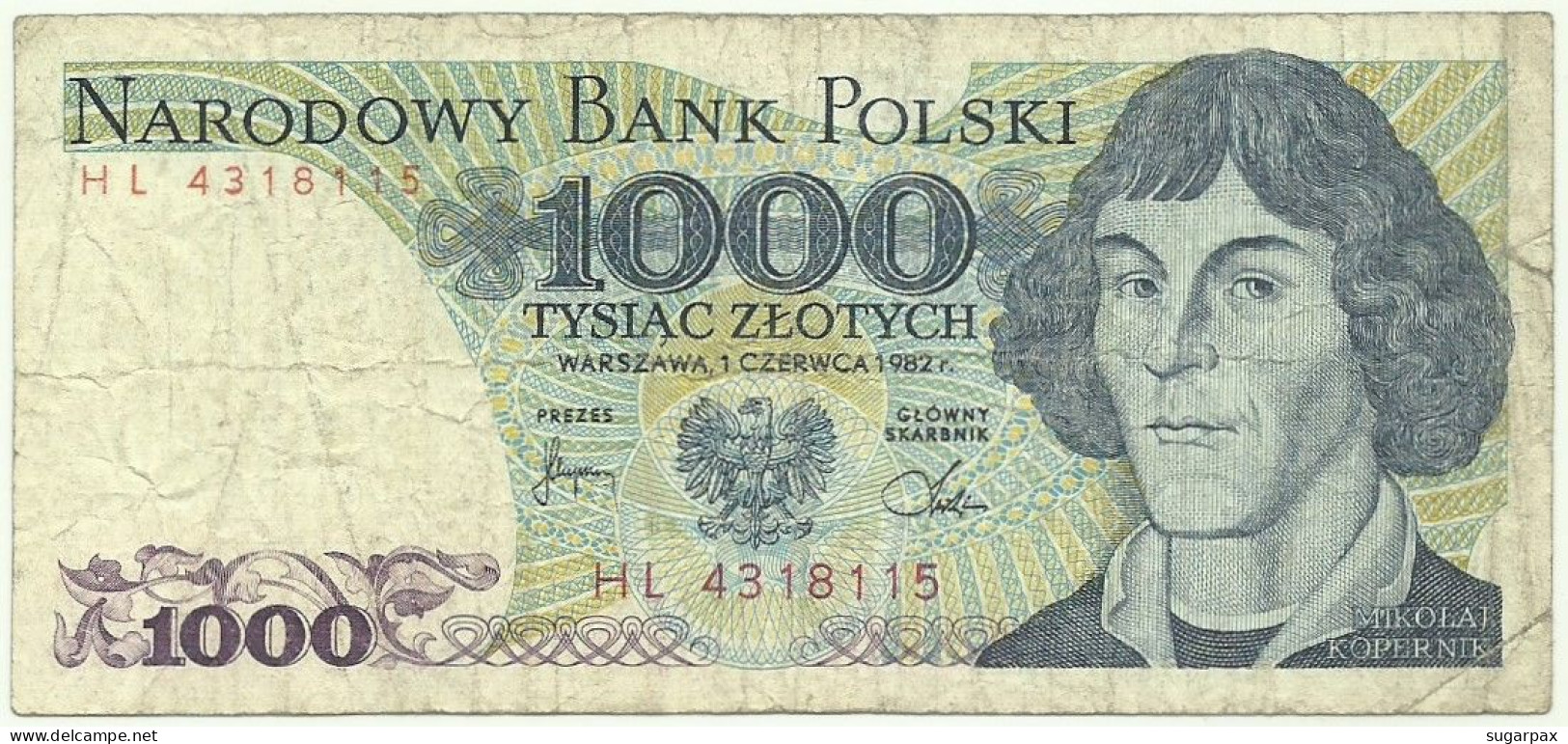 POLAND - 1000 Zlotych - 1982 - Pick 146.c - Série HL - Narodowy Bank Polski - 1.000 - Polen