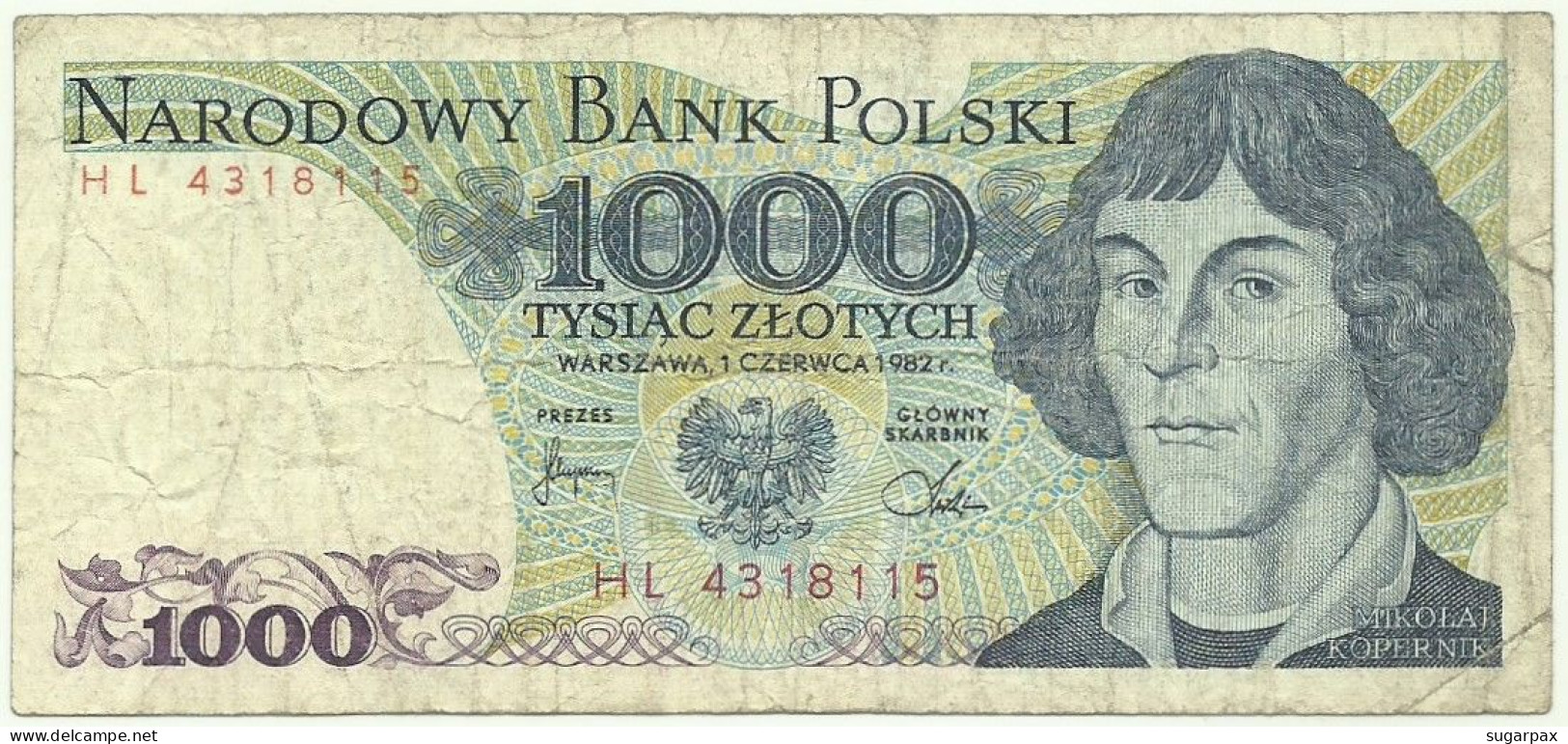 POLAND - 1000 Zlotych - 1982 - Pick 146.c - Série HL - Narodowy Bank Polski - 1.000 - Polonia