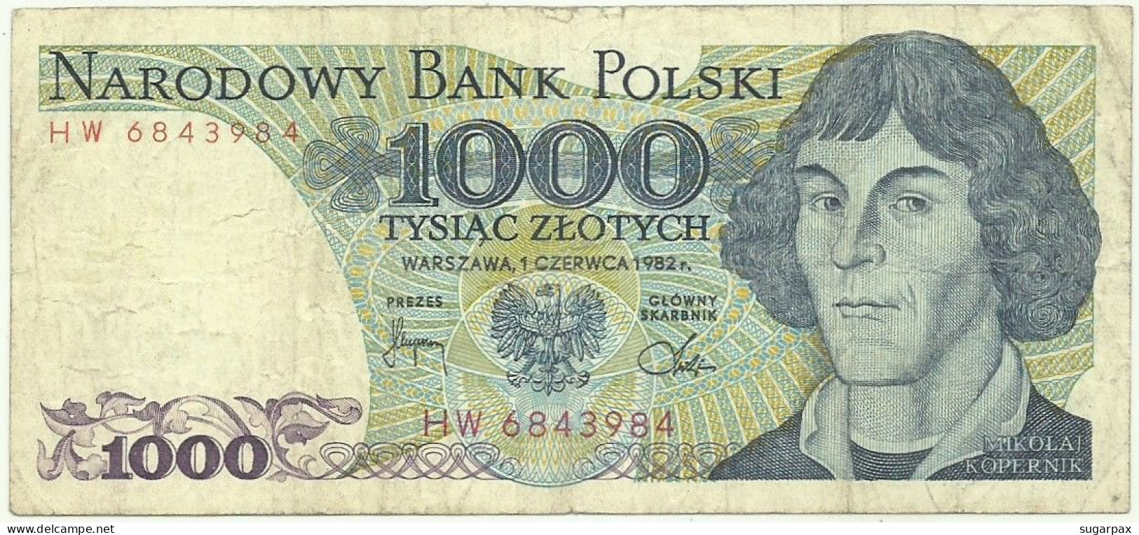 POLAND - 1000 Zlotych - 1982 - Pick 146.c - Série HW - Narodowy Bank Polski - 1.000 - Pologne