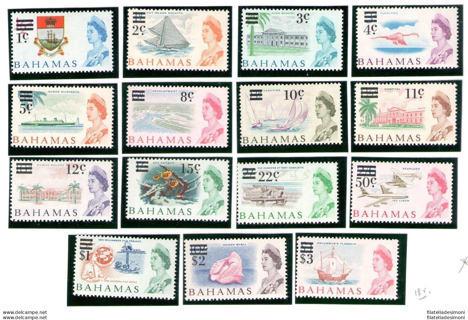 1966 BAHAMAS - Self Government Decimal Currency 15 Valori - Stanley Gibbons N. 273 - 287 - MNH** - Autres & Non Classés