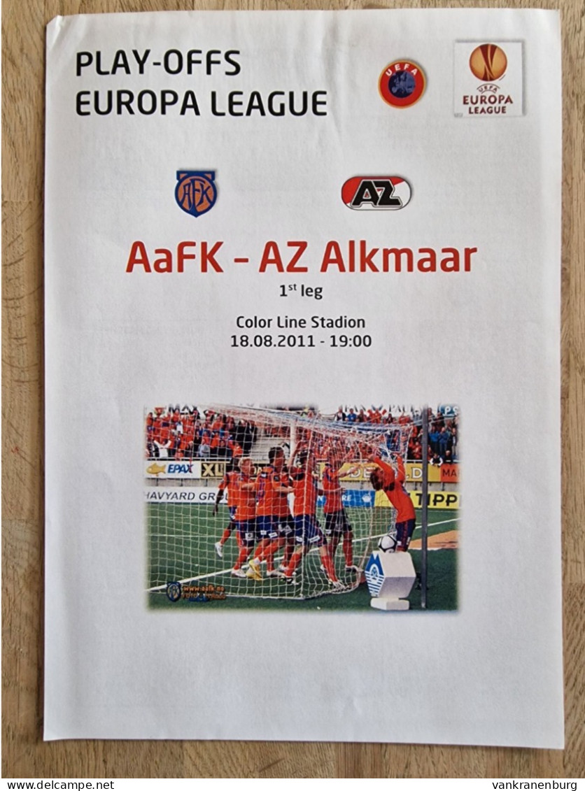 Programme AaFK Aalesund - AZ Alkmaar - 18.08.11 - UEFA Europa League - Football Soccer Fussball Calcio Programm - Bücher