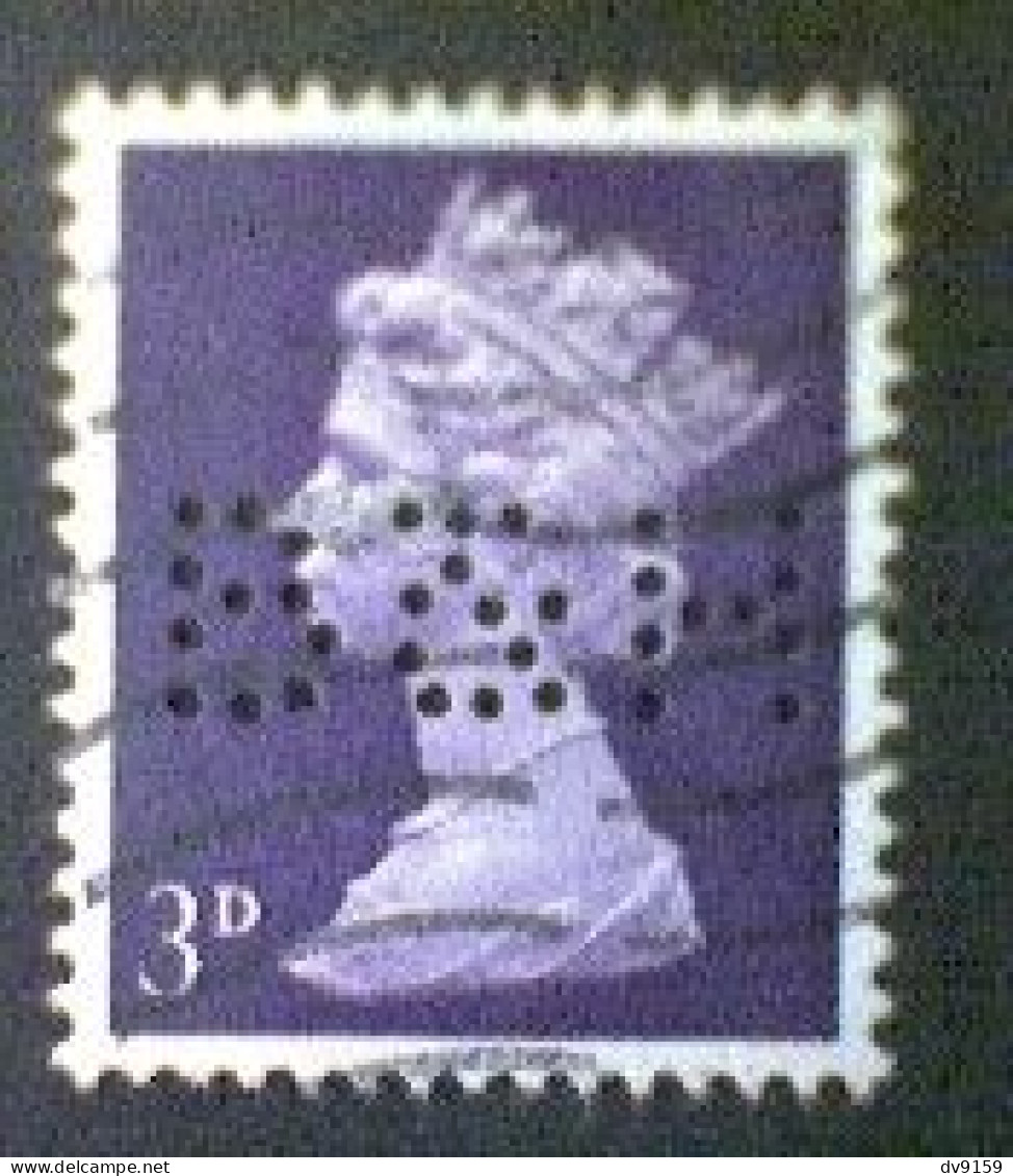 Great Britain, Scott #MH5, Used(o) Perfin, 1967, Machin: Queen Elizabeth II, 3d, Spectrum Violet - Machins