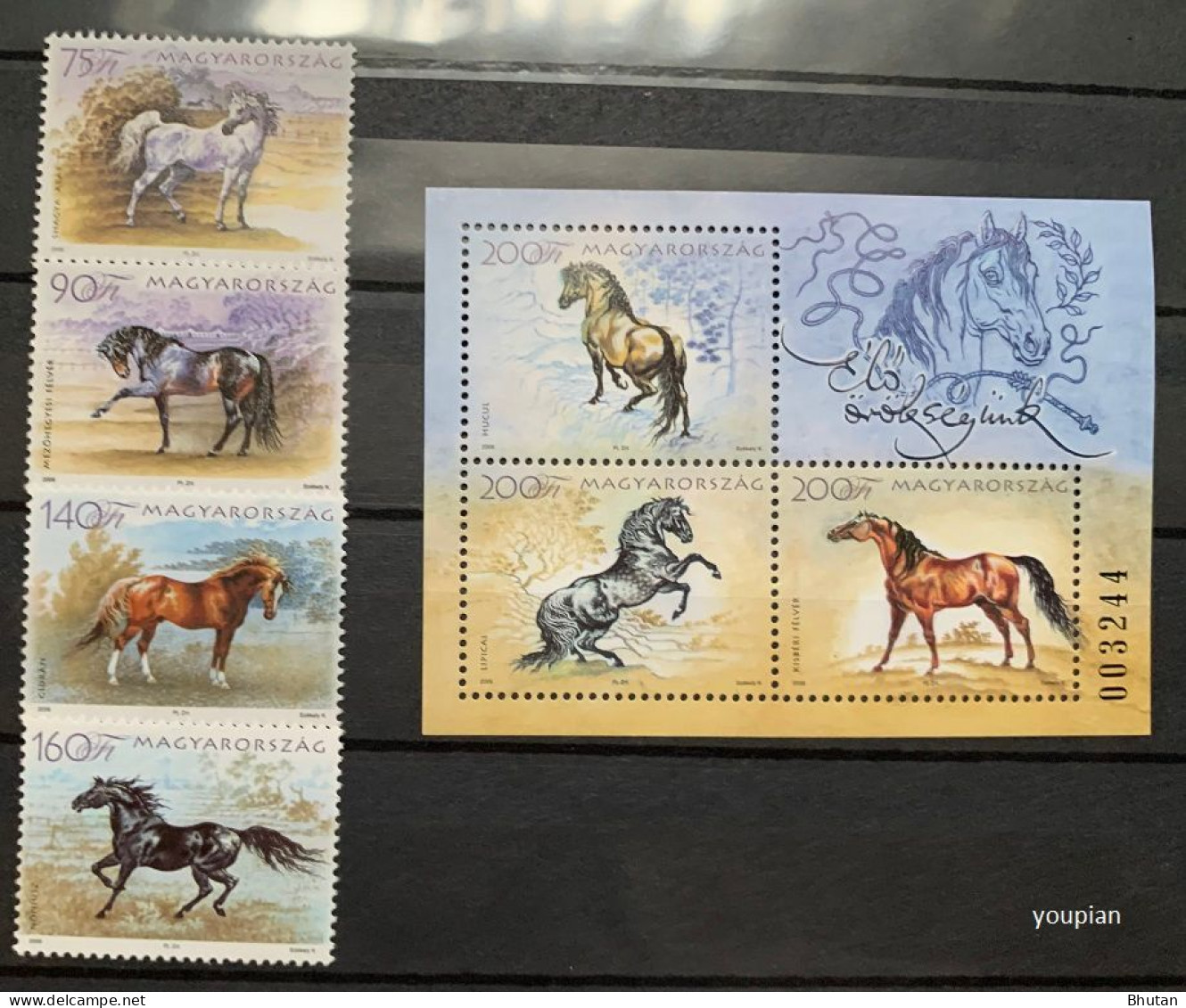 Hungary 2006, Horses, MNH Unusual S/S And Stamps Set - Unused Stamps