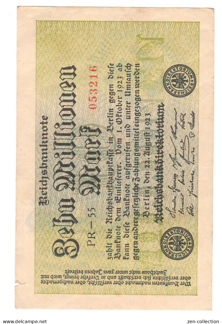 WW2 Germany Nazi Propaganda FORGERY Overprint On Genuine 10 Million 1923 Banknote VF- (tear) - Other & Unclassified