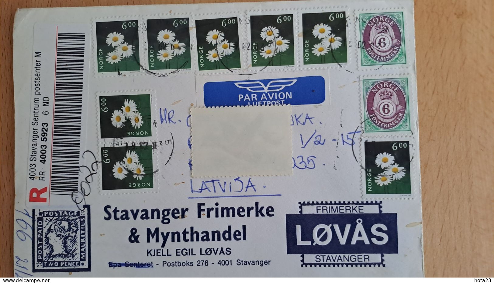 Norway To Latvia Registret Letter - Stamps 1997 - Brieven En Documenten