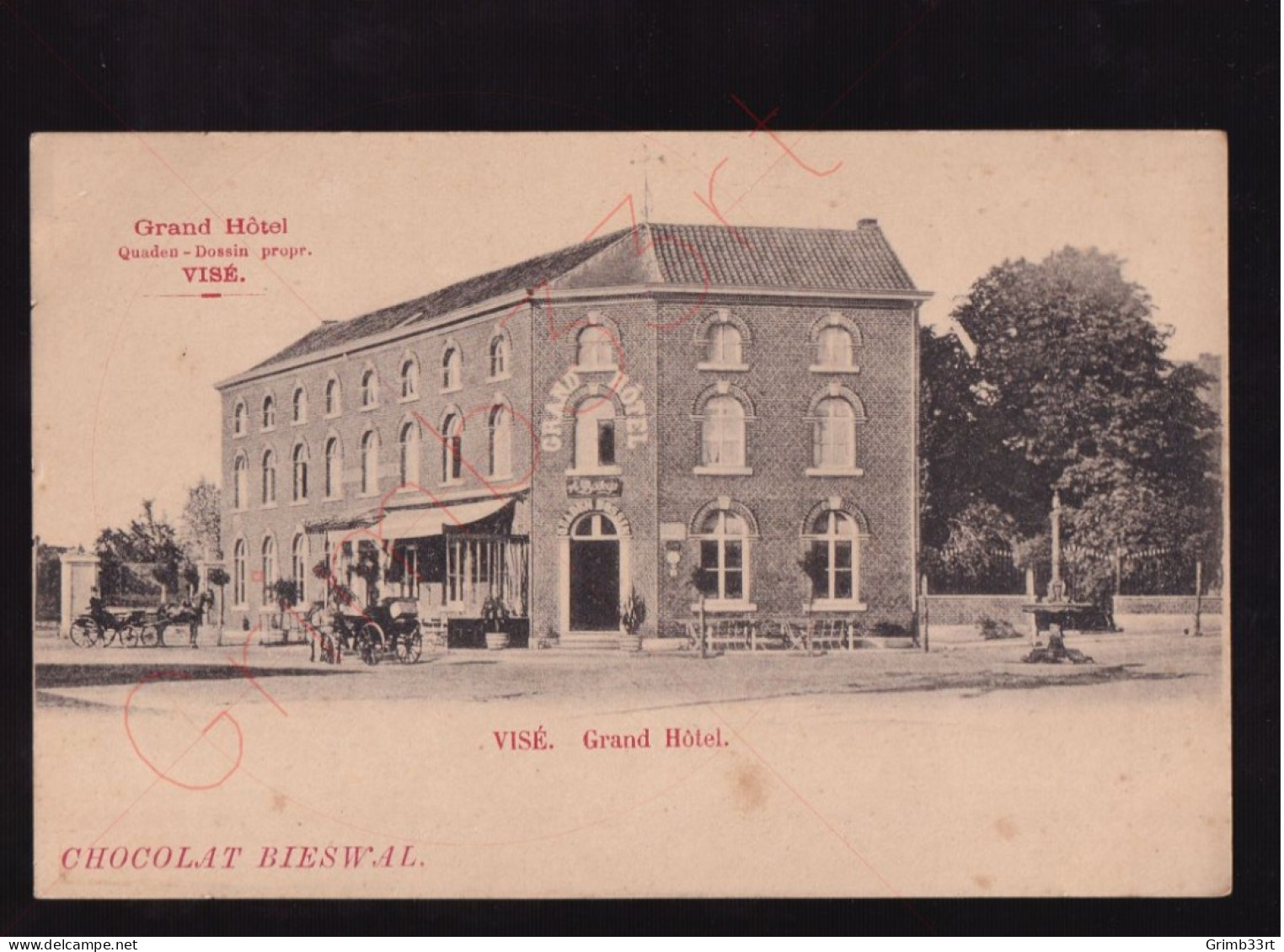 Visé - Grand Hôtel - Quaden-Dossin Propr. - Chocolat Bieswal - Postkaart - Visé