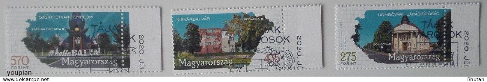 Hungary 2020, Regions And Towns III Dombóvár, Kisvárda And Százhalombatta, Cancelled Stamps Set - Gebraucht