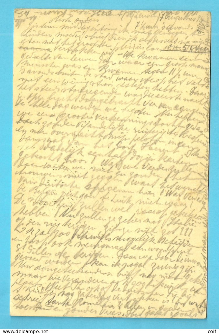 Entier Stempel HERENT Op 8/08/1914 Naar St-Gilles (verzonden Soldat A 6° Reg.de Ligne...2°Division D'armee - Not Occupied Zone