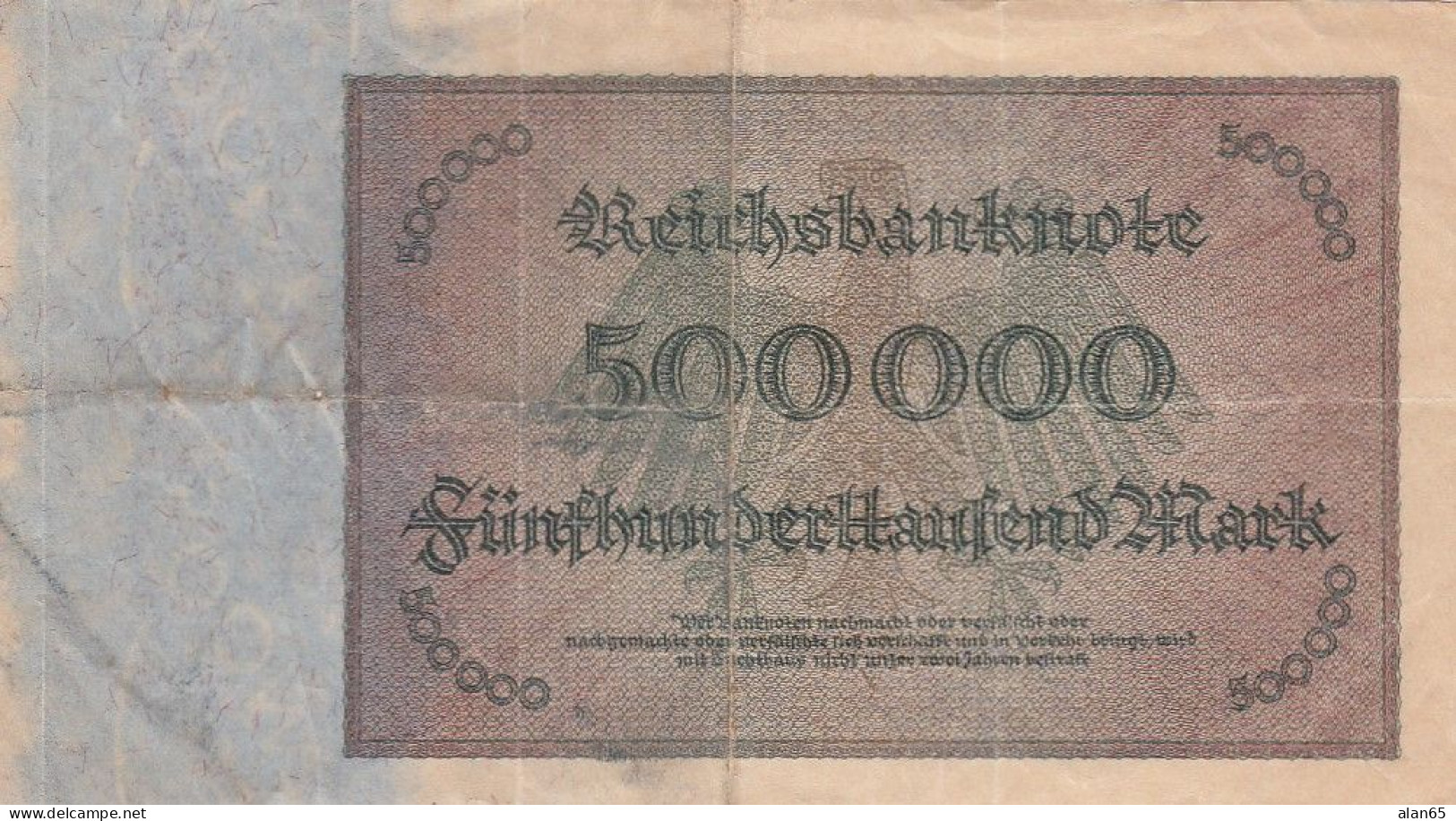 Germany #88b, 500,000 Mark 1923 Banknote - 500 Millionen Mark