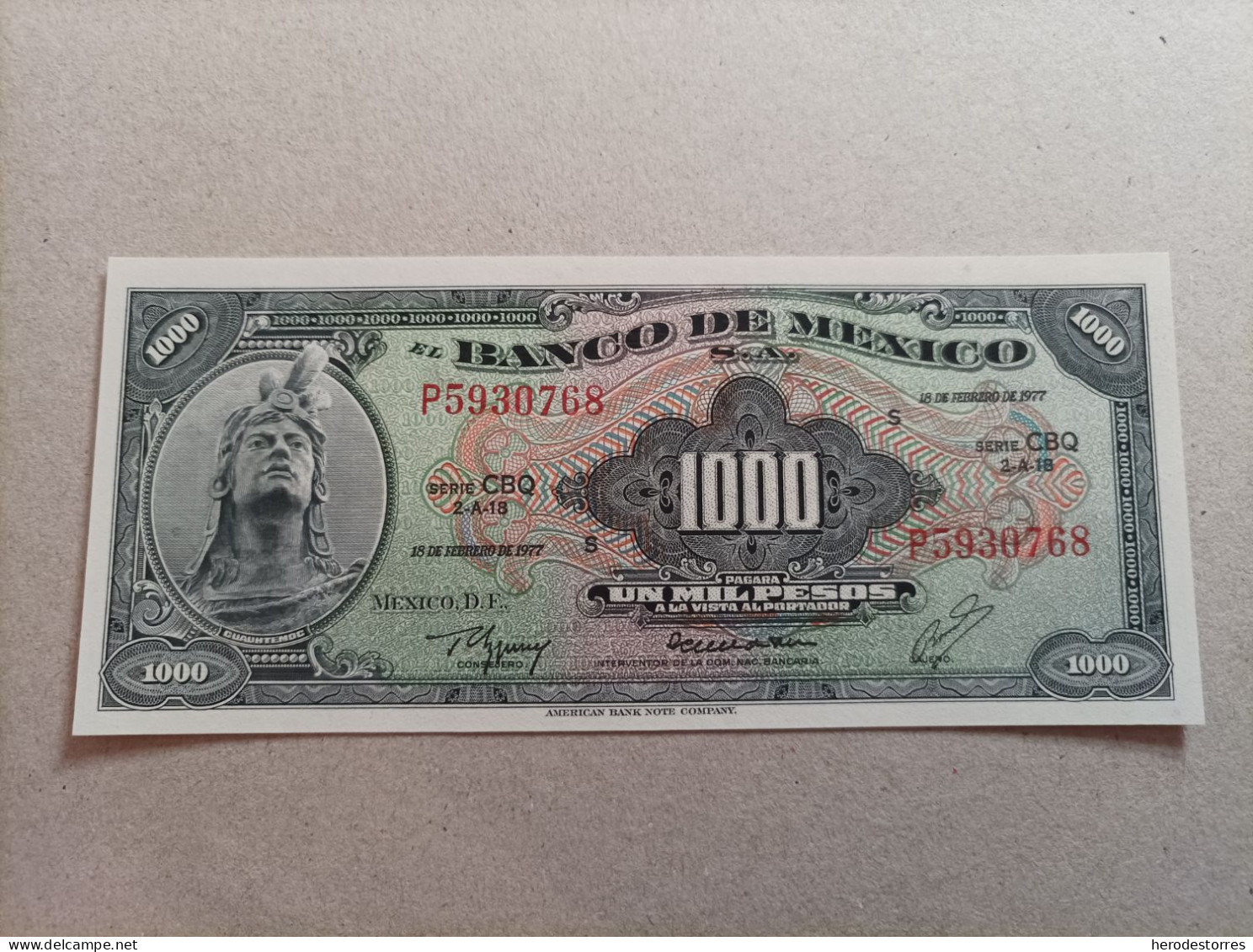 Billete De México De 1000 Pesos, Año 1977, UNC - México