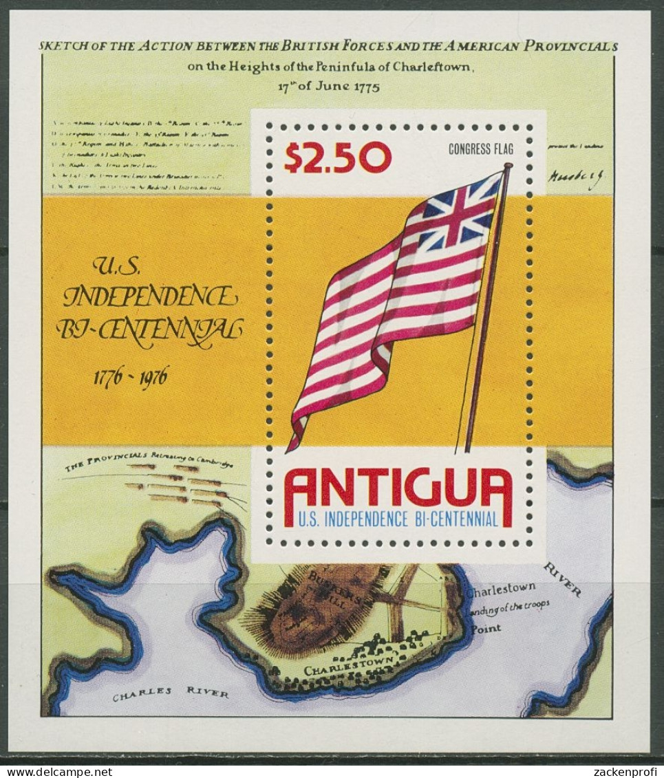 Antigua 1976 Unabhängigkeitserklärung Kongressflagge Block 24 Postfrisch(C97210) - 1960-1981 Ministerial Government