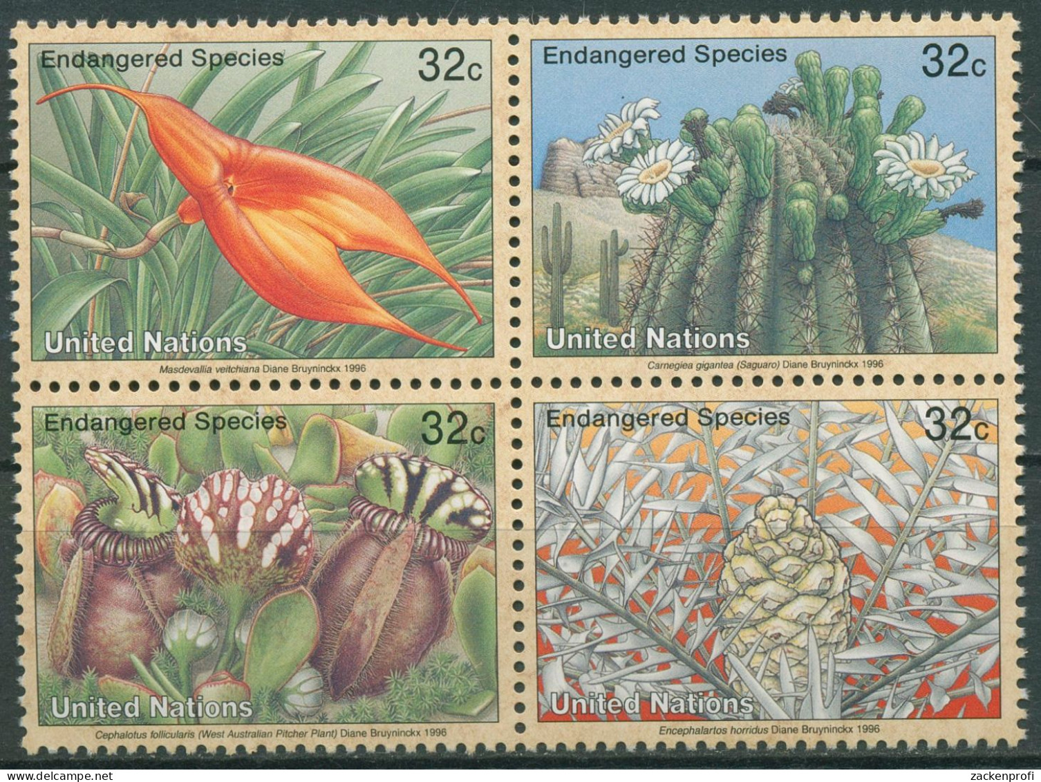 UNO New York 1996 Gefährdete Pflanzen 707/10 ZD Postfrisch - Unused Stamps