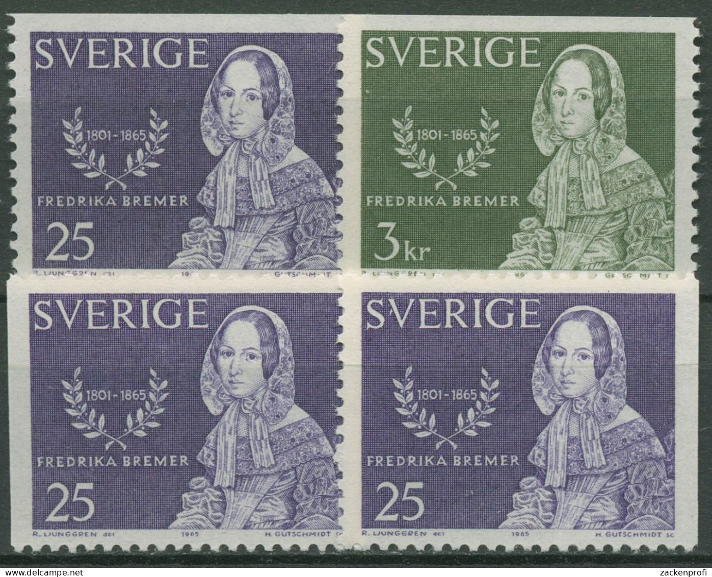 Schweden 1965 Schriftstellerin Fredrika Bremer 540/41 Postfrisch - Neufs