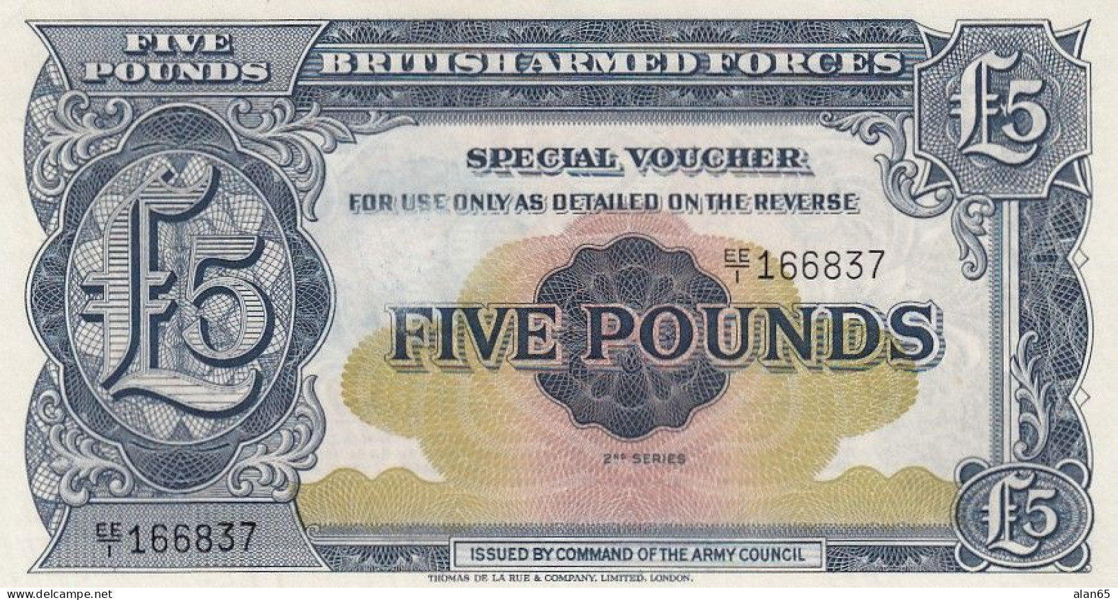 Great Britain #M23, 5 Pounds 2nd Series British Armed Forces Paper Money - Forze Armate Britanniche & Docuementi Speciali
