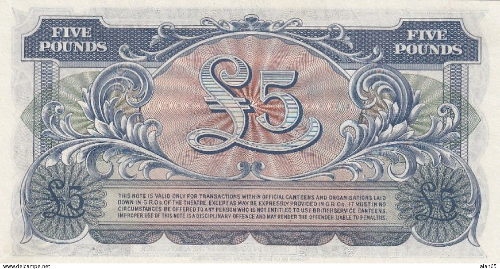 Great Britain #M23, 5 Pounds 2nd Series British Armed Forces Paper Money - Forze Armate Britanniche & Docuementi Speciali