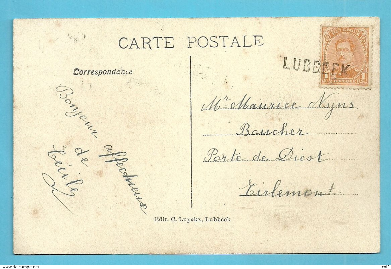 135 Op Kaart Met Naamstempel LUBBEEK Als Noodstempel Gebruikt - Fortune Cancels (1919)