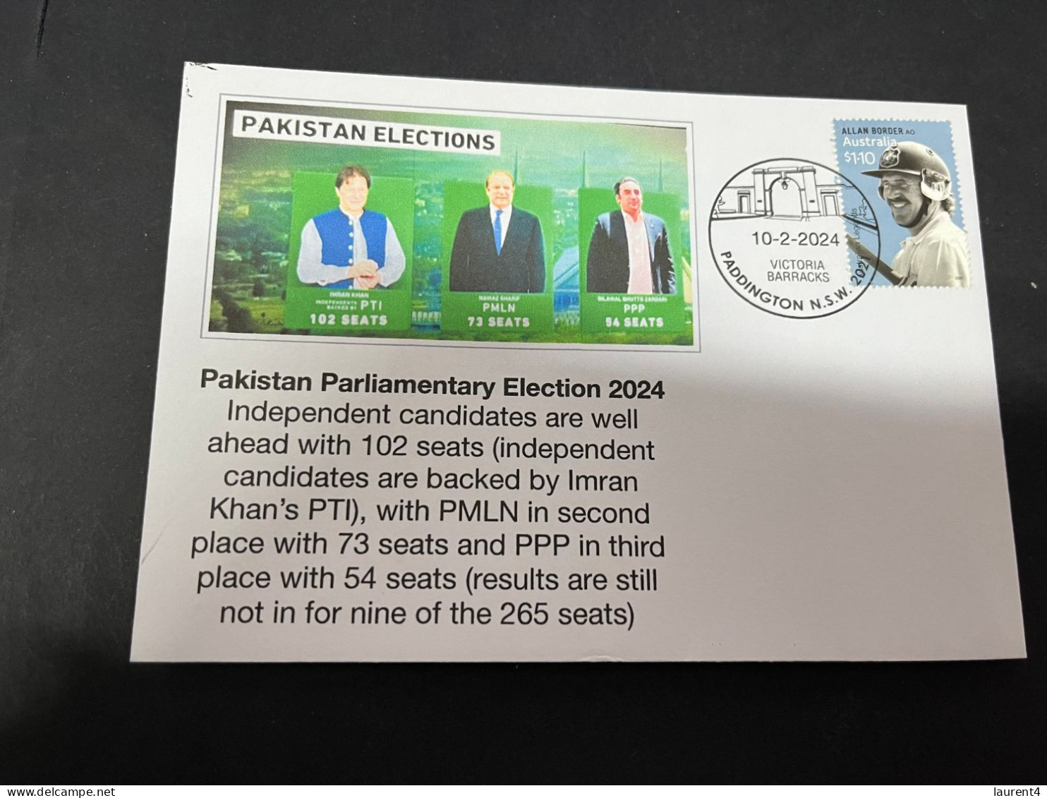 10-2-2024 (4 X 2) Pakistan Former Prime Minister & (Pakistan Cricket Team Capt.) Pakistan Parliamentary Election 2024 - Cricket