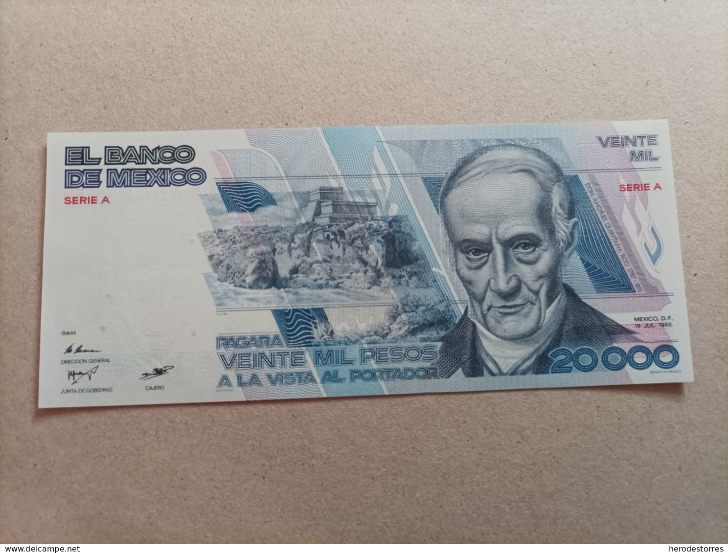 Billete De México De 20000 Pesos Del Año 1985, Nº Bajisimo AA002938, UNC - México