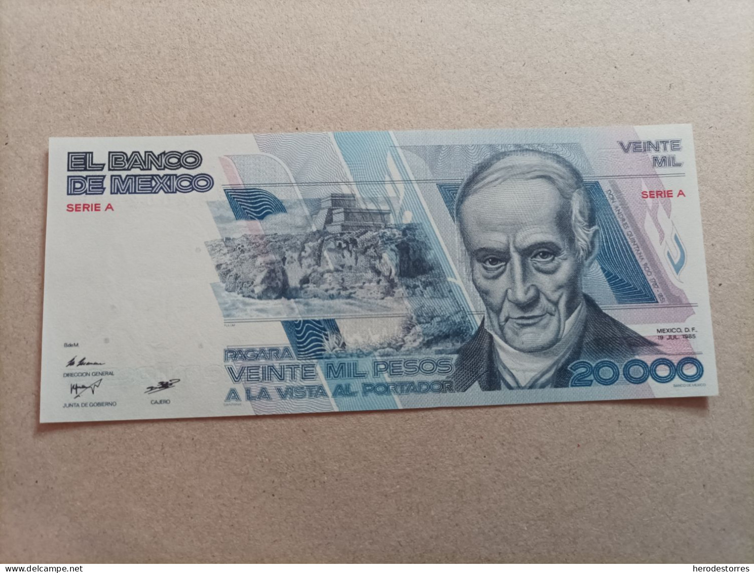 Billete De México De 20000 Pesos Del Año 1985, Nº Bajisimo AA002938, UNC - Mexique