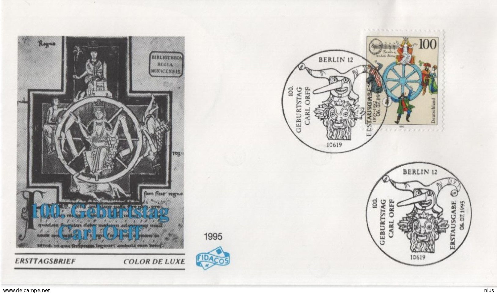 Germany Deutschland 1995 FDC Carl Orff, German Composer Komponist Music Musik Musique, Canceled In Berlin - 1991-2000