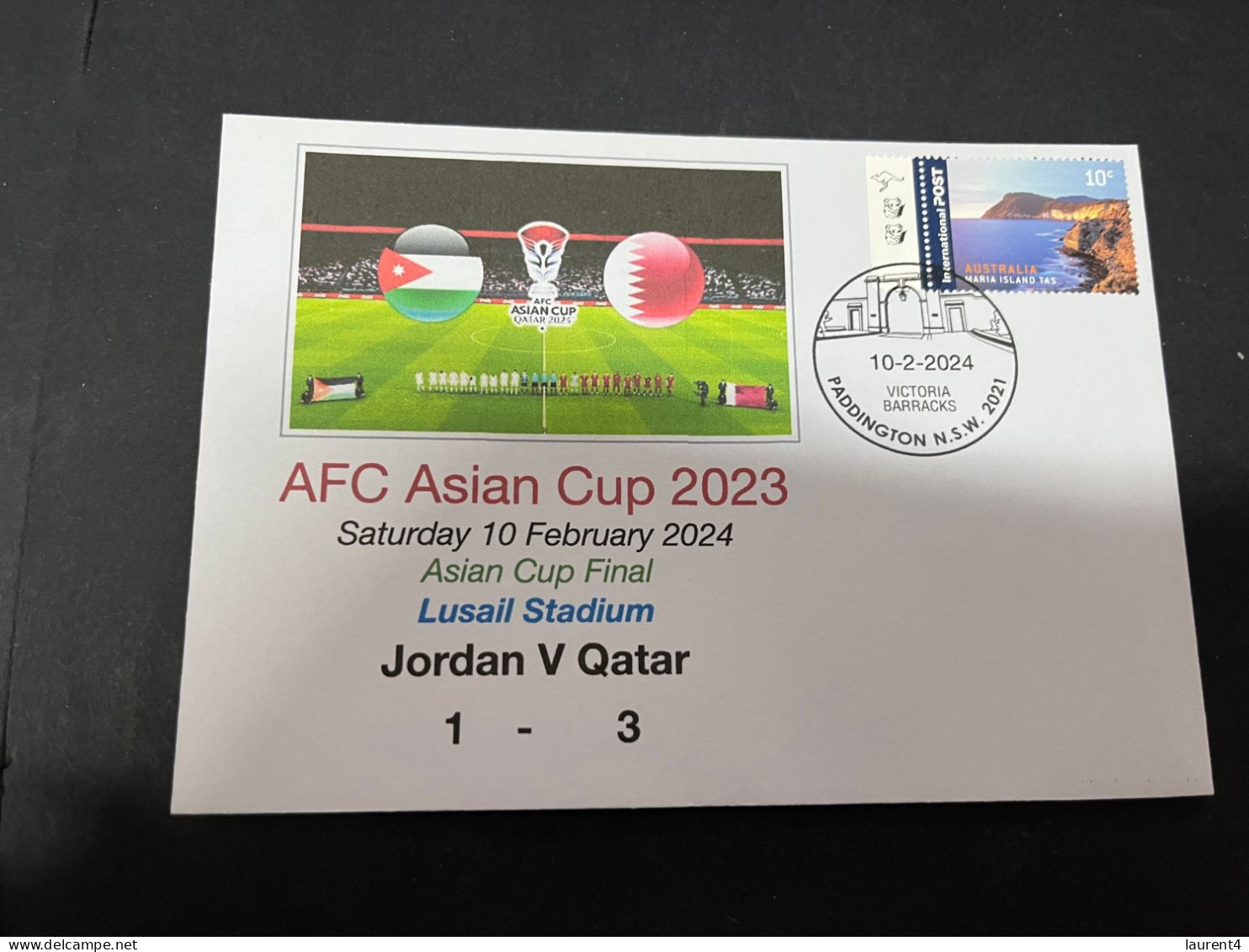 12-2-2024 (4 X 2) AFC Asian Cup 2023 (Qatar) Jordan (1) V Qatar (3) - 10-2-2024 - With OZ Stamp - Andere & Zonder Classificatie