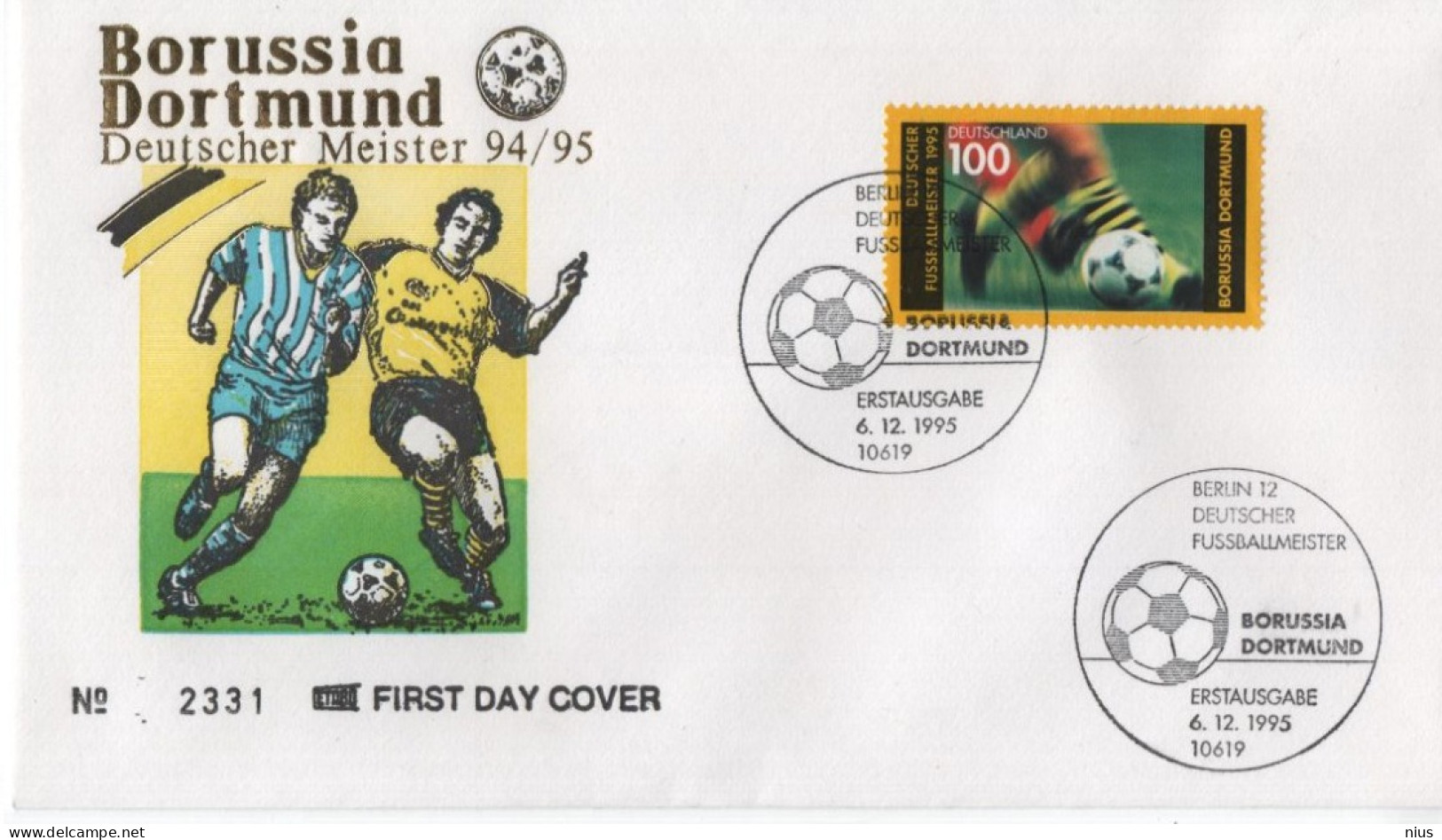 Germany Deutschland 1995 FDC Borussia Dortmund Football Fußball, Canceled In Berlin - 1991-2000