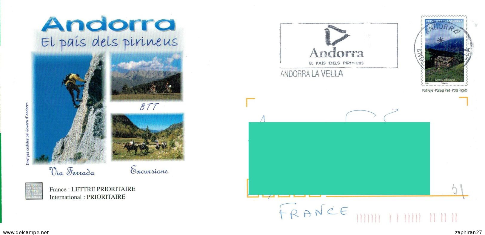 GEOLOGIE : PAP Principauté D'Andorre EL PAIS DEL PIRINEUS Flamme Andorra La Veilla #340# - Montagnes