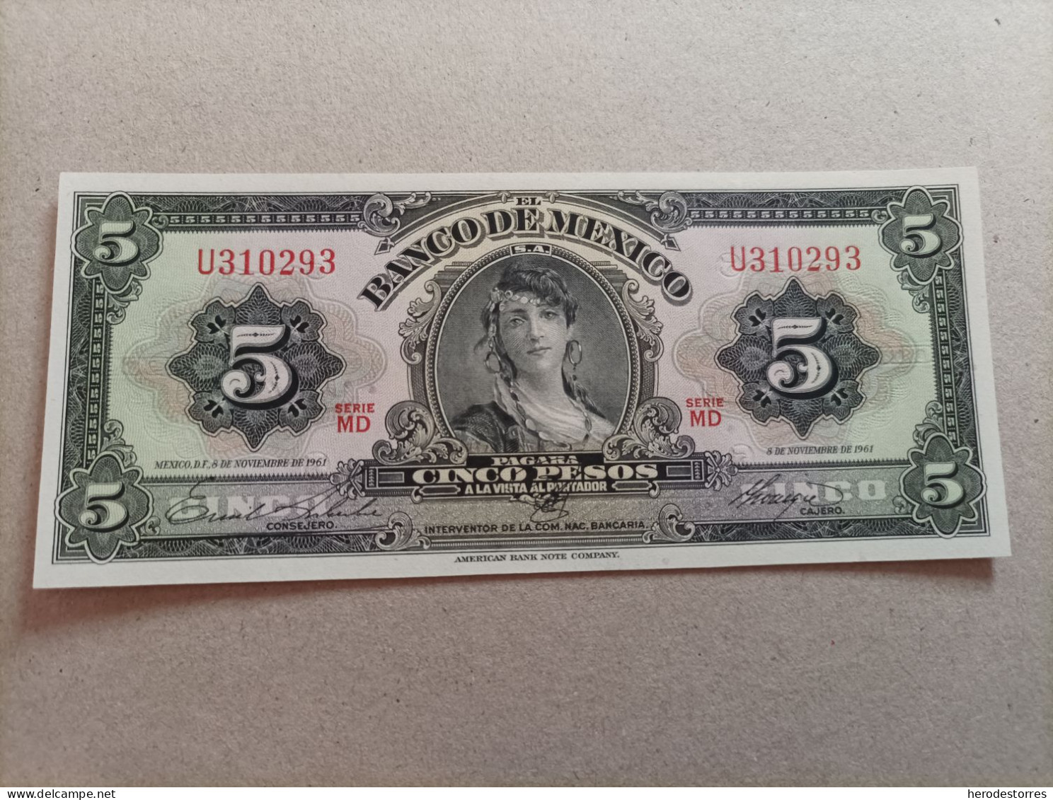 Billete De México De 5 Pesos, Año 1961, UNC - México