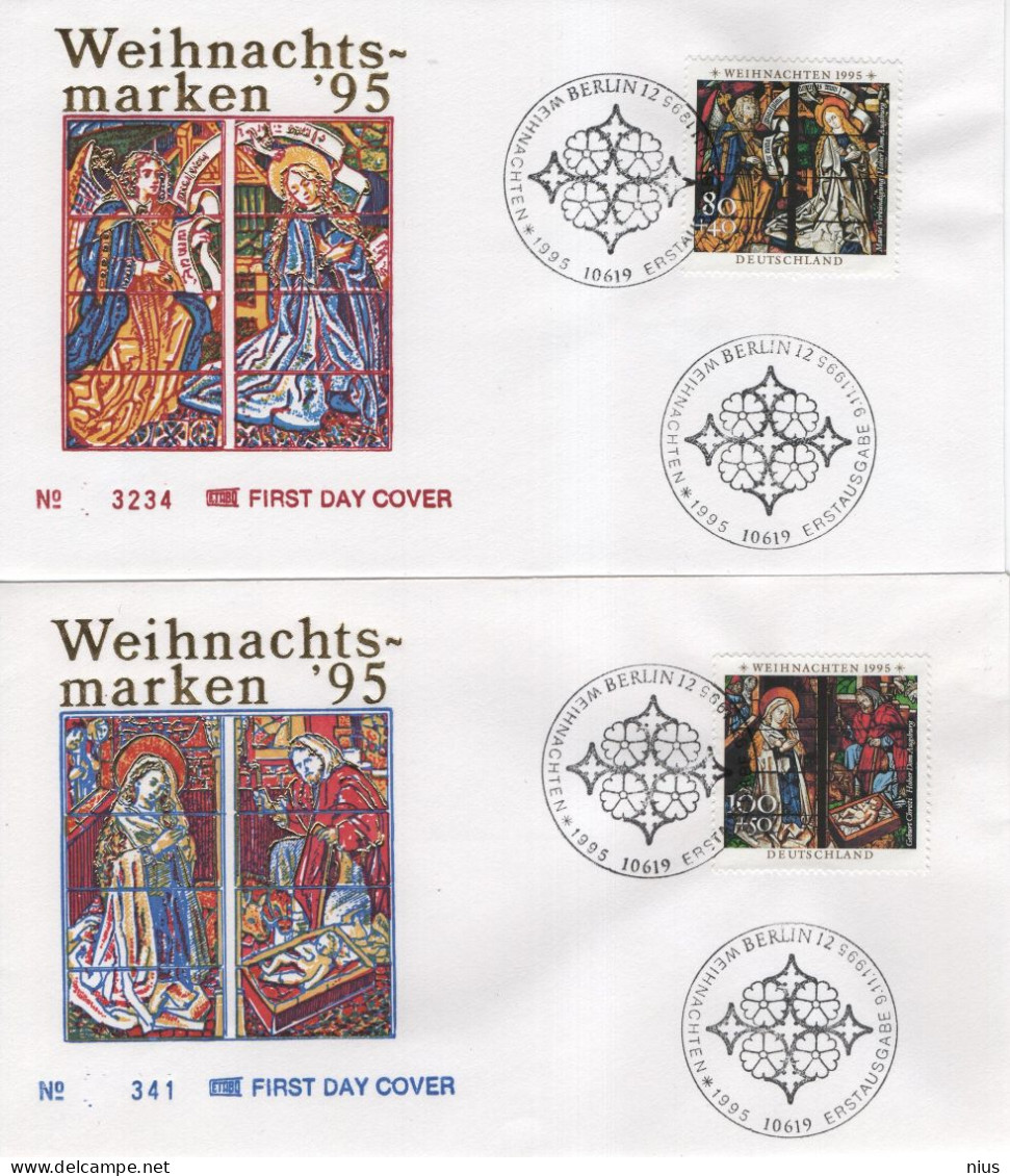 Germany Deutschland 1995 FDC X2 Weihnachten Weihnachts Weihnacht Christmas, Canceled In Berlin - 1991-2000