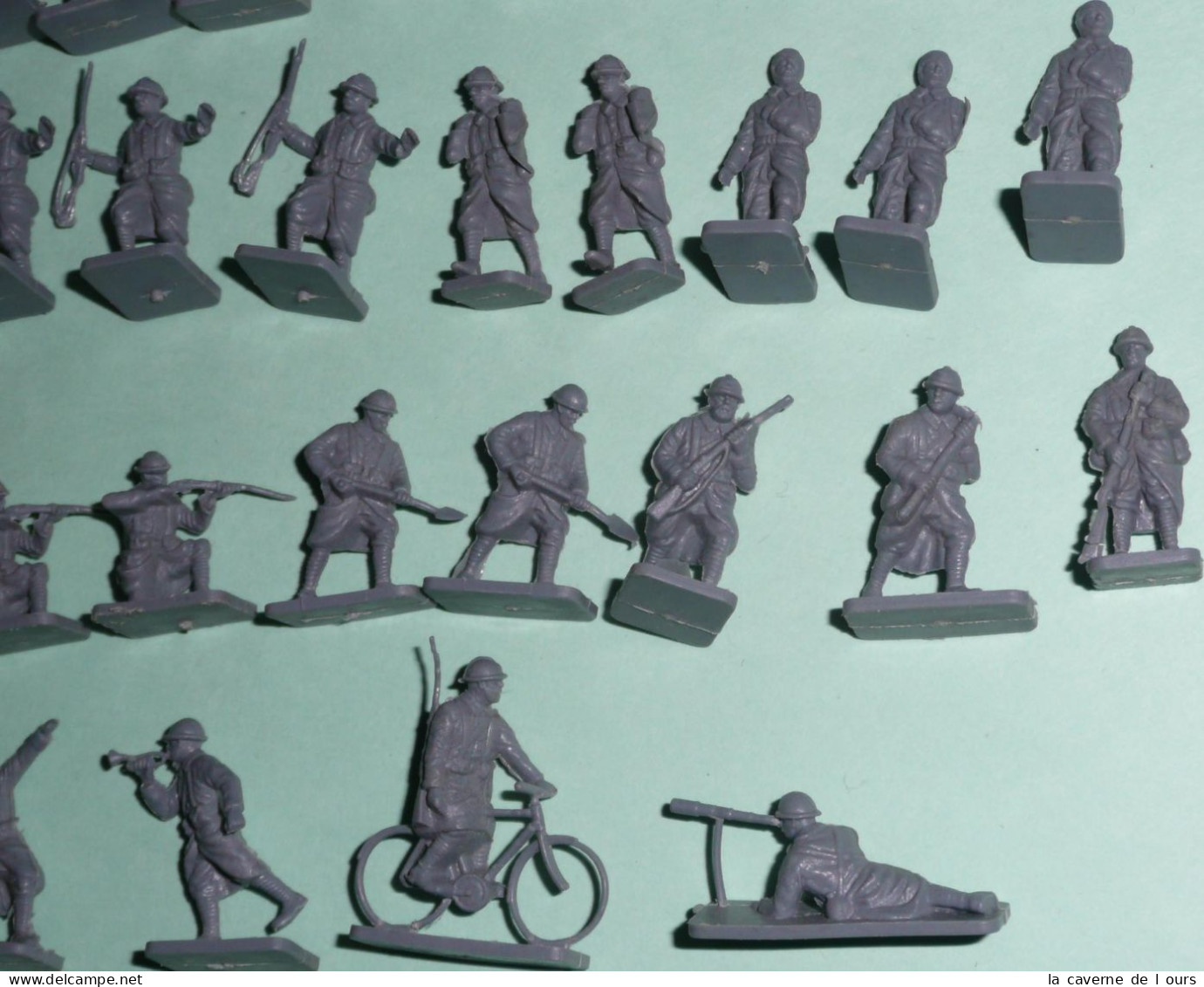 1/72e Lot ATLANTIC Soldats Français Manteaux Longs WWI WW1 Poilus Vélo 1ere Guerre Jeu Jouet Figurine Vintage, Airfix - Militares