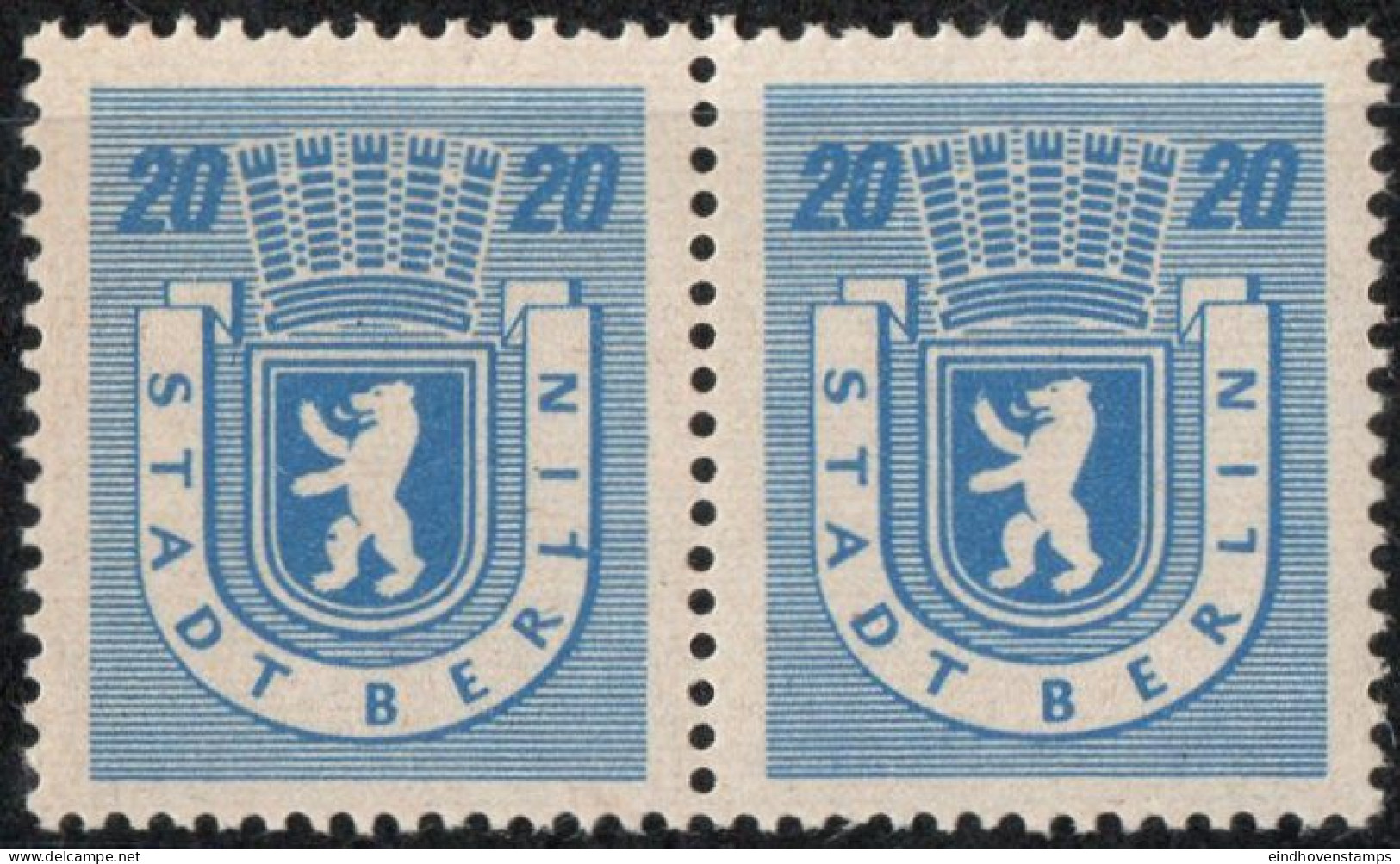 Germany 1945 Stadt Berlin 20 Pf Paper WA Z Plateflaw Mi VI MNH Certified Ströh BPP Dot In Right Knee & Ber"L"in Extended - Berlijn & Brandenburg