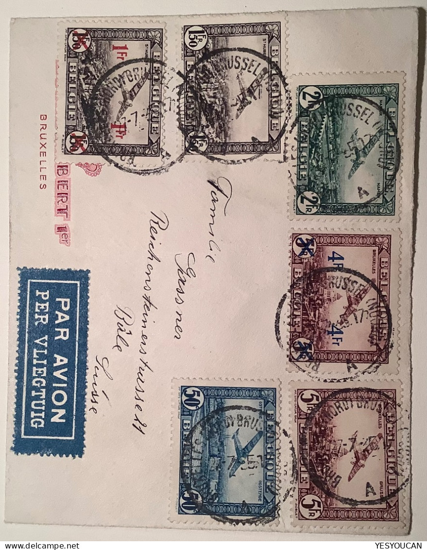 R ! LES DEUX 1ER SERIE DE POSTE AÉRIENNE(1930 PA1-4+1935 6-7)lettre>Schweiz (Luftpost Par Avion Air Post Stamp Belgium - Briefe U. Dokumente