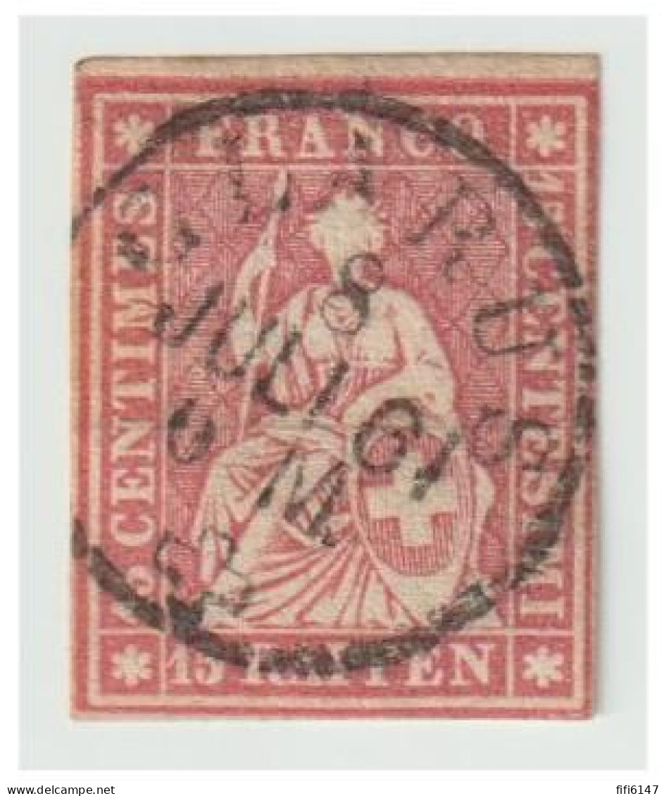 SUISSE -- HELVETIA Assise-- ND -- 15 Rappen --Papier Moyen --soie Bleue-- Oblitération De GLARUS -- - Gebraucht