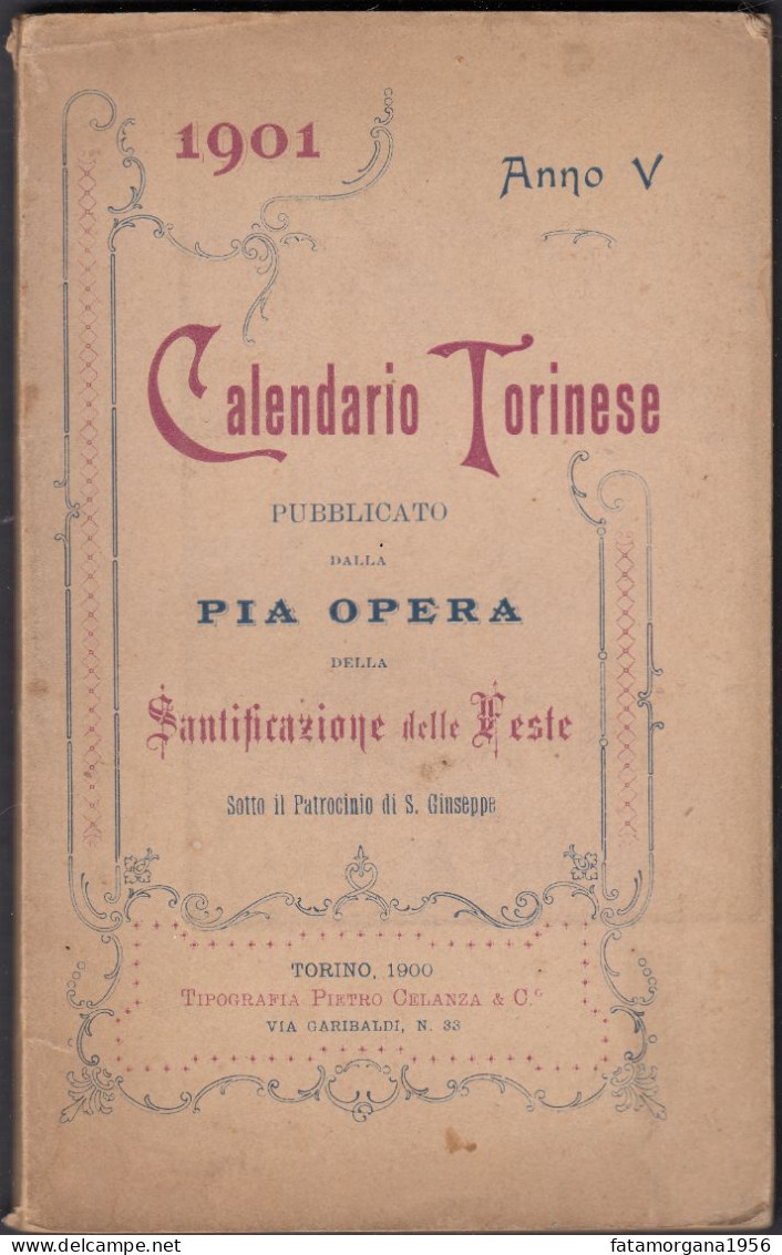 CALENDARIO TORINESE 1901, Anno V -  Notizie Cronologiche E Astronomiche - 1900 - Libros Antiguos Y De Colección