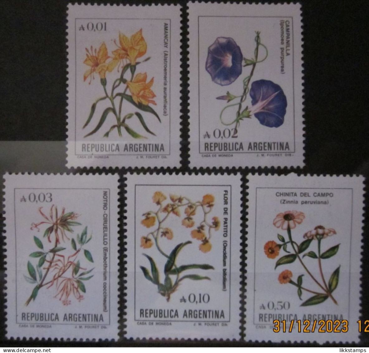 ARGENTINA 1985 ~ S.G. 1931 - 1933 + 2, ~ FLOWERS. ~  HMM SET #02177 - Unused Stamps