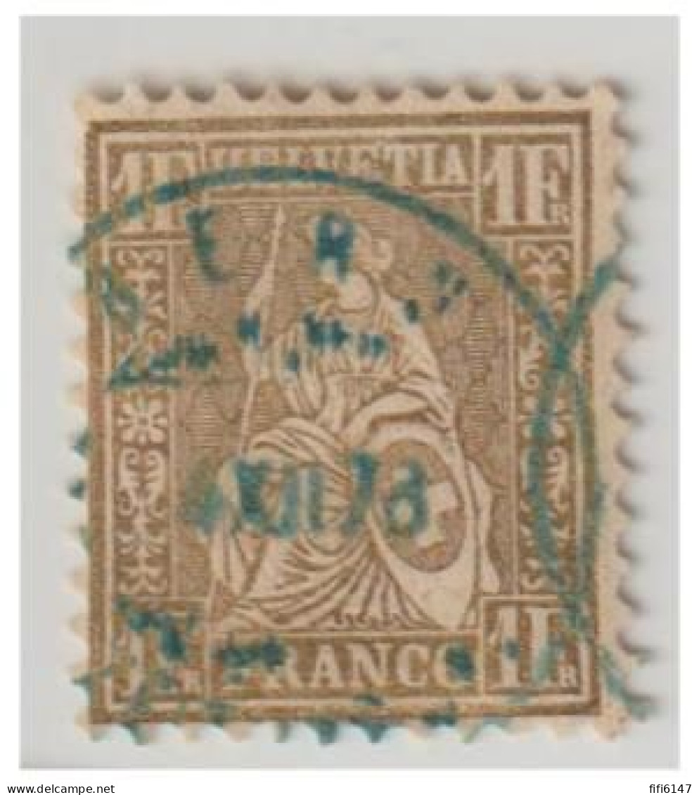 SUISSE -- HELVETIA Assise-- Dentelé -- 1 Fr Bronze -- Signé RENGGLI--D'une Ancienne Vente Thomas HOILAND -- - Used Stamps